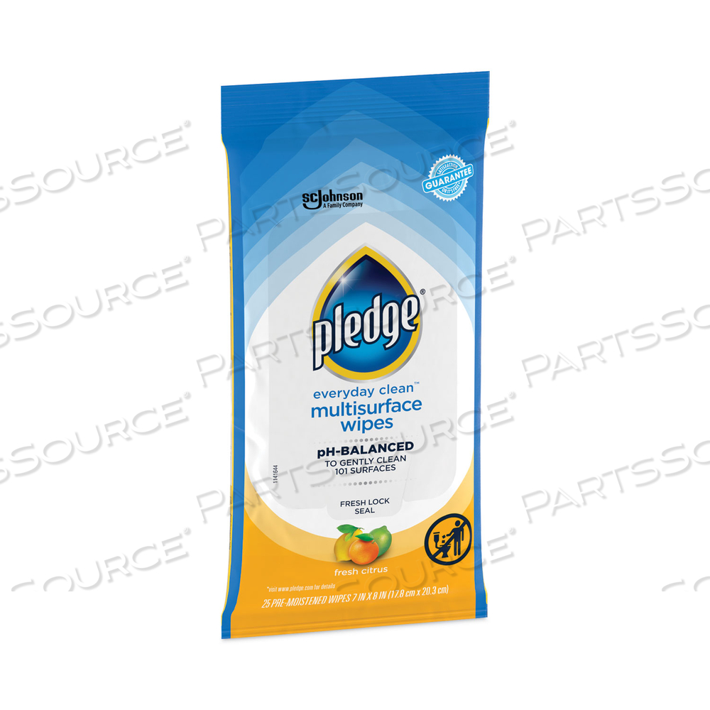 MULTI-SURFACE CLEANER WET WIPES, CLOTH, 7 X 10, FRESH CITRUS, 25 WIPES by Pledge