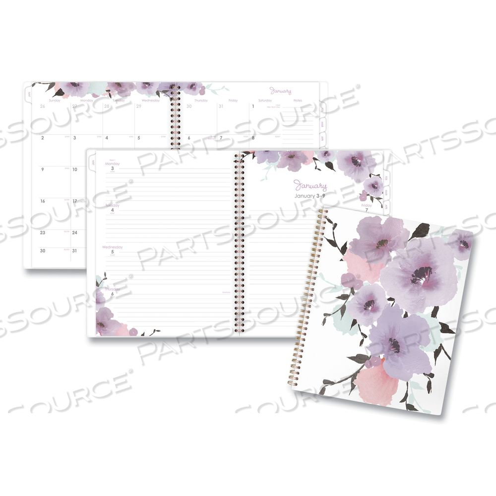 MINA WEEKLY/MONTHLY PLANNER, MAIN FLORAL ARTWORK, 11 X 8.5, WHITE/VIOLET/PEACH COVER, 12-MONTH (JAN TO DEC): 2023 by Cambridge