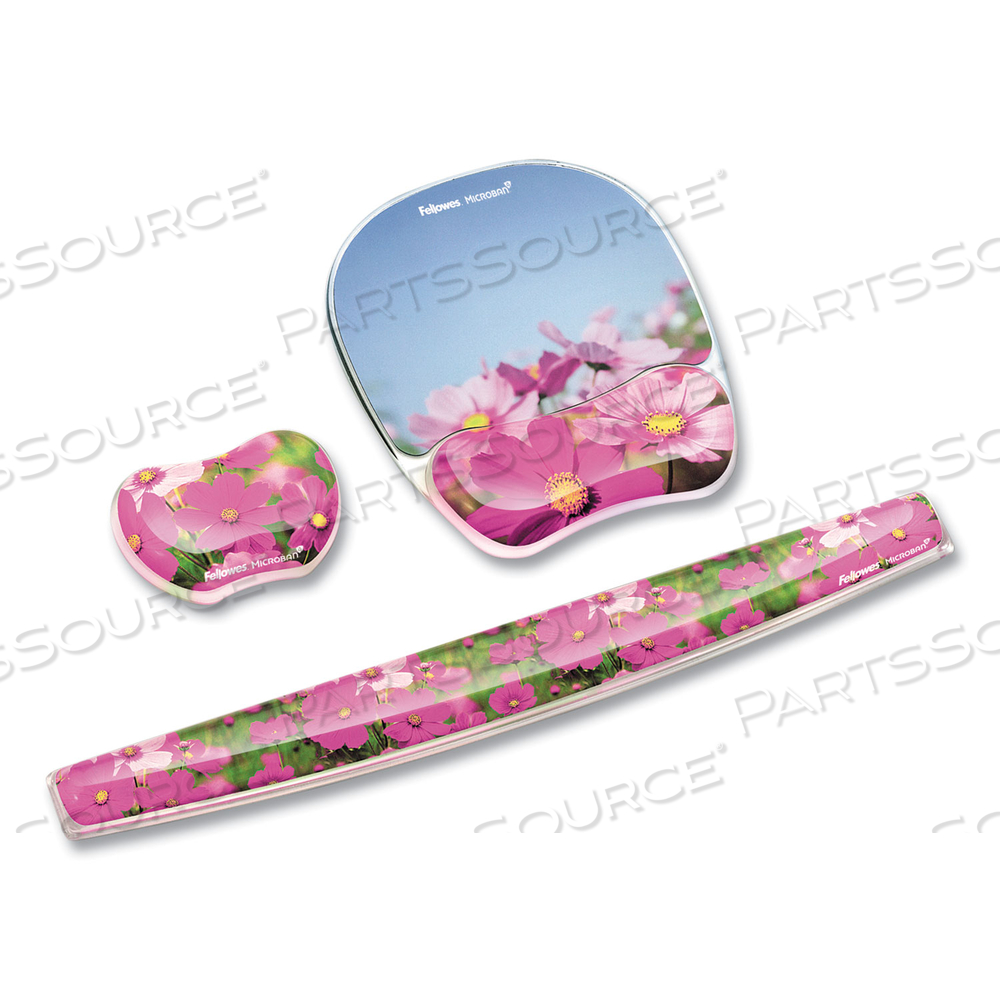 FELLOWES PHOTO GEL PINK FLOWERS, MOUSE PAD WITH WRIST PILLOW by Fellowes