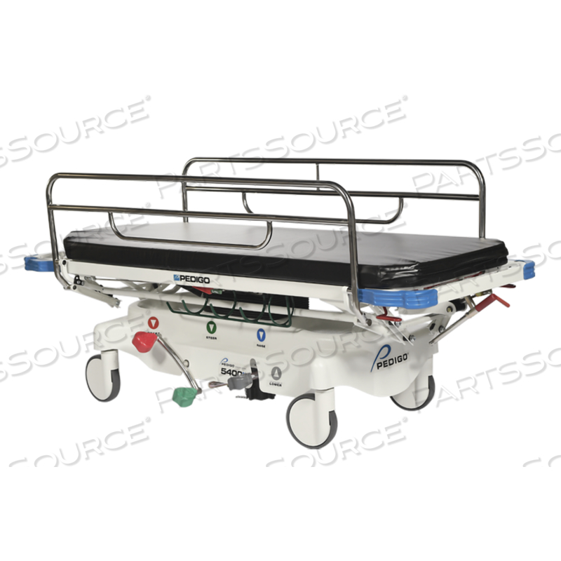 5400-N SPECIAL PACKAGE - INCLUDES 5400-N STRETCHER WITH TRUE DIRECTION STEERING, GREY BUMPER, 3" MATTRESS (#5828002), IV POLE (#2101), QUICK-RELEASE O2 HOLDER, (#750213) AND PATIENT BELONGINGS BAG HOOK (#750706). by Pedigo Products, Inc.