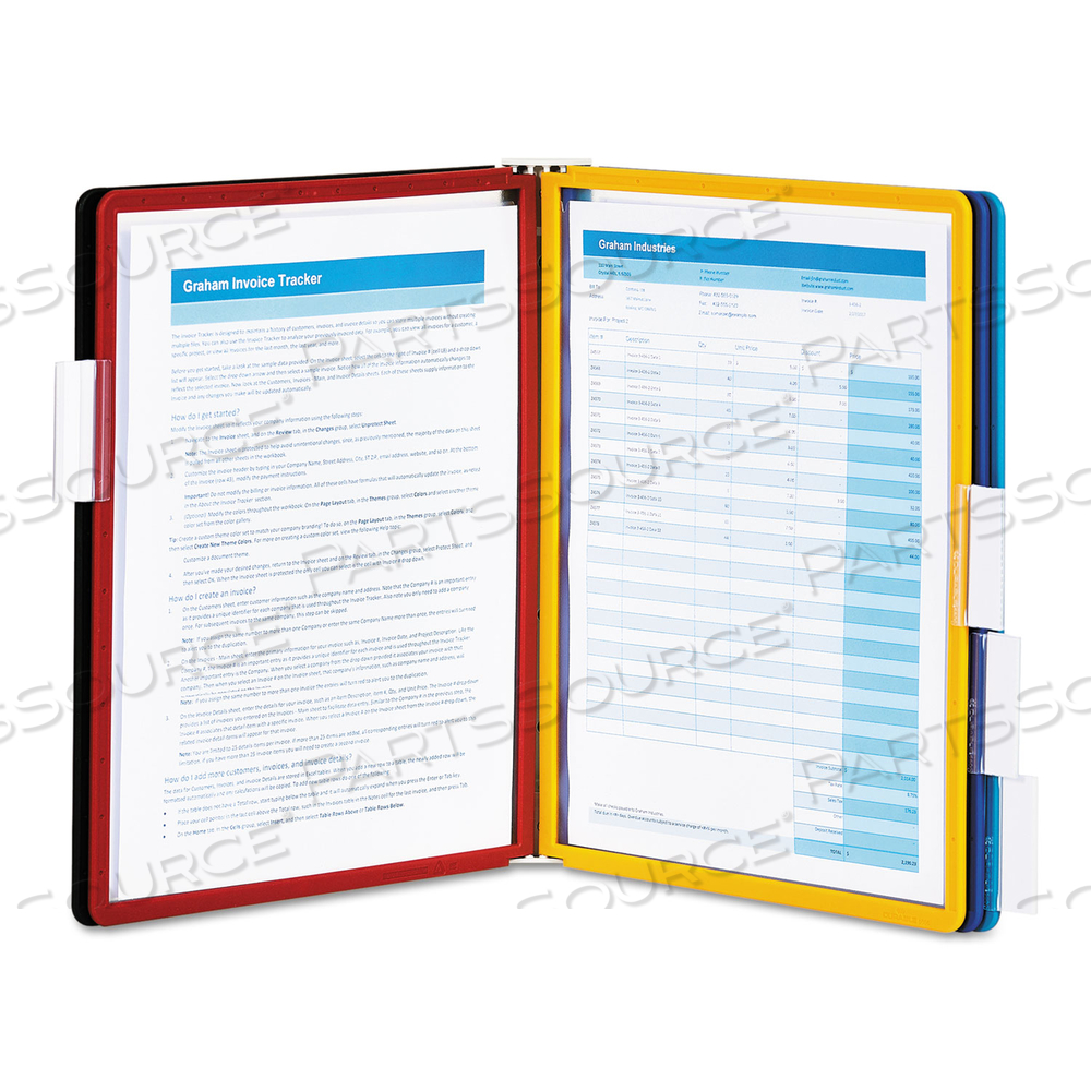 VARIO MAGNETIC WALL REFERENCE SYSTEM, 5 PANELS, 10 POCKETS, ASSORTED BORDERS by Durable