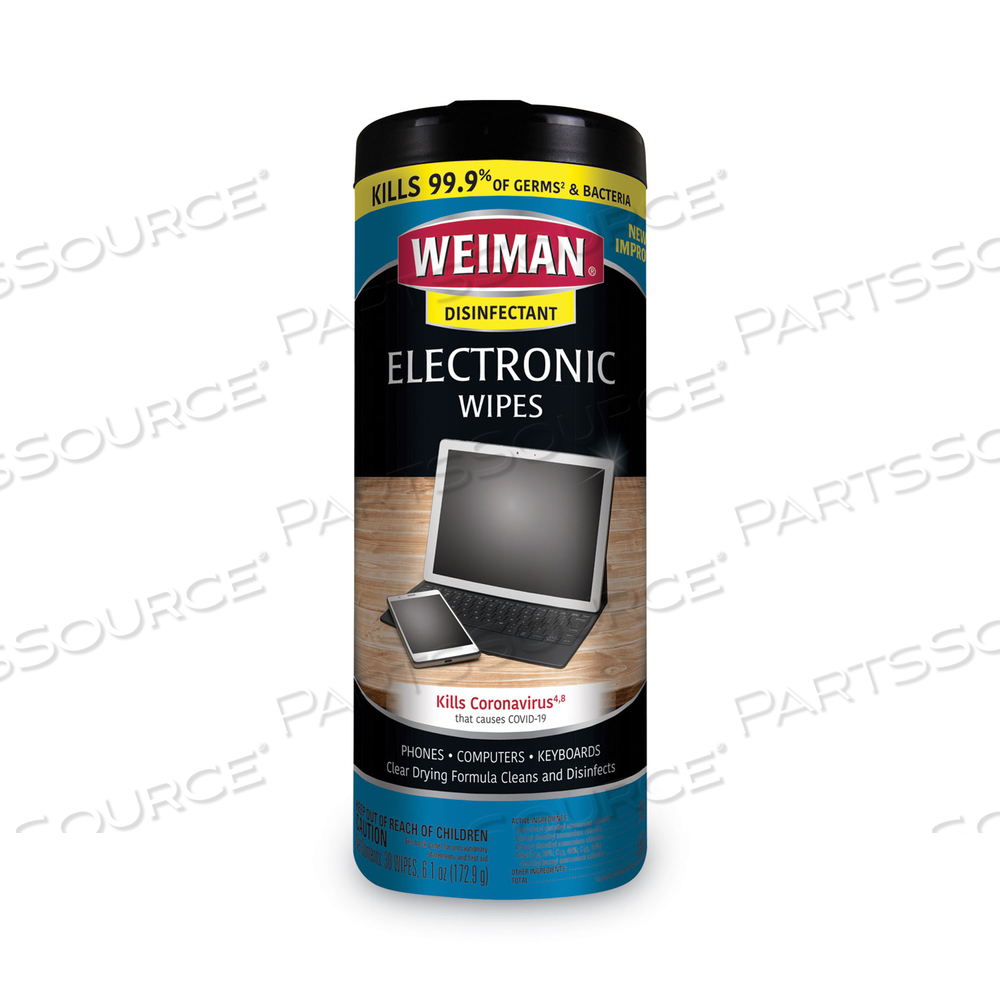 E-TRONIC WIPES, 7 X 8, WHITE, 30/CANISTER by Weiman