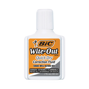 WITE-OUT QUICK DRY CORRECTION FLUID, 20 ML BOTTLE, WHITE by BIC WITE-OUT QUICK DRY CORRECTION FLUID, 20 ML BOTTLE, WHITE by BIC