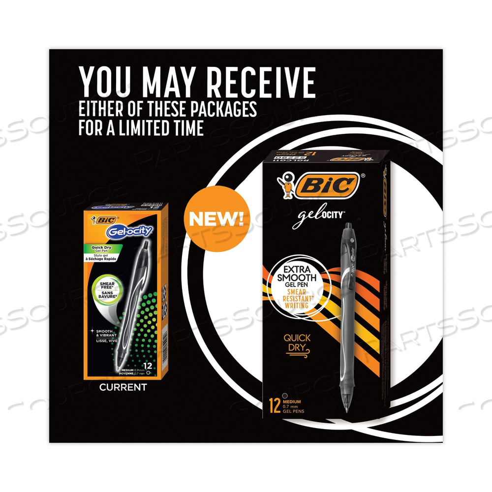 GEL-OCITY QUICK DRY GEL PEN, RETRACTABLE, MEDIUM 0.7 MM, BLACK INK, BLACK BARREL by BIC GEL-OCITY QUICK DRY GEL PEN, RETRACTABLE, MEDIUM 0.7 MM, BLACK INK, BLACK BARREL by BIC