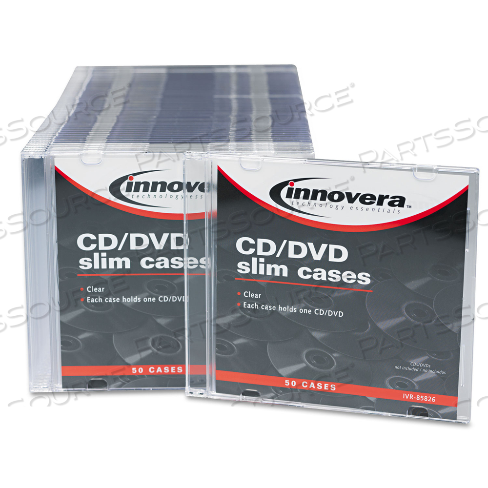 CD/DVD SLIM JEWEL CASES, CLEAR/BLACK by Innovera CD/DVD SLIM JEWEL CASES, CLEAR/BLACK by Innovera
