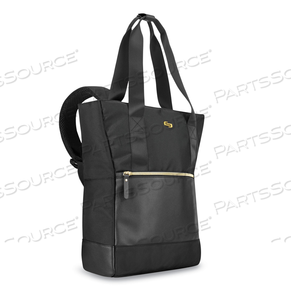 PARKER HYBRID TOTE/BACKPACK, FITS DEVICES UP TO 15.6", POLYESTER, 3.75 X 16.5 X 16.5, BLACK/GOLD by Solo