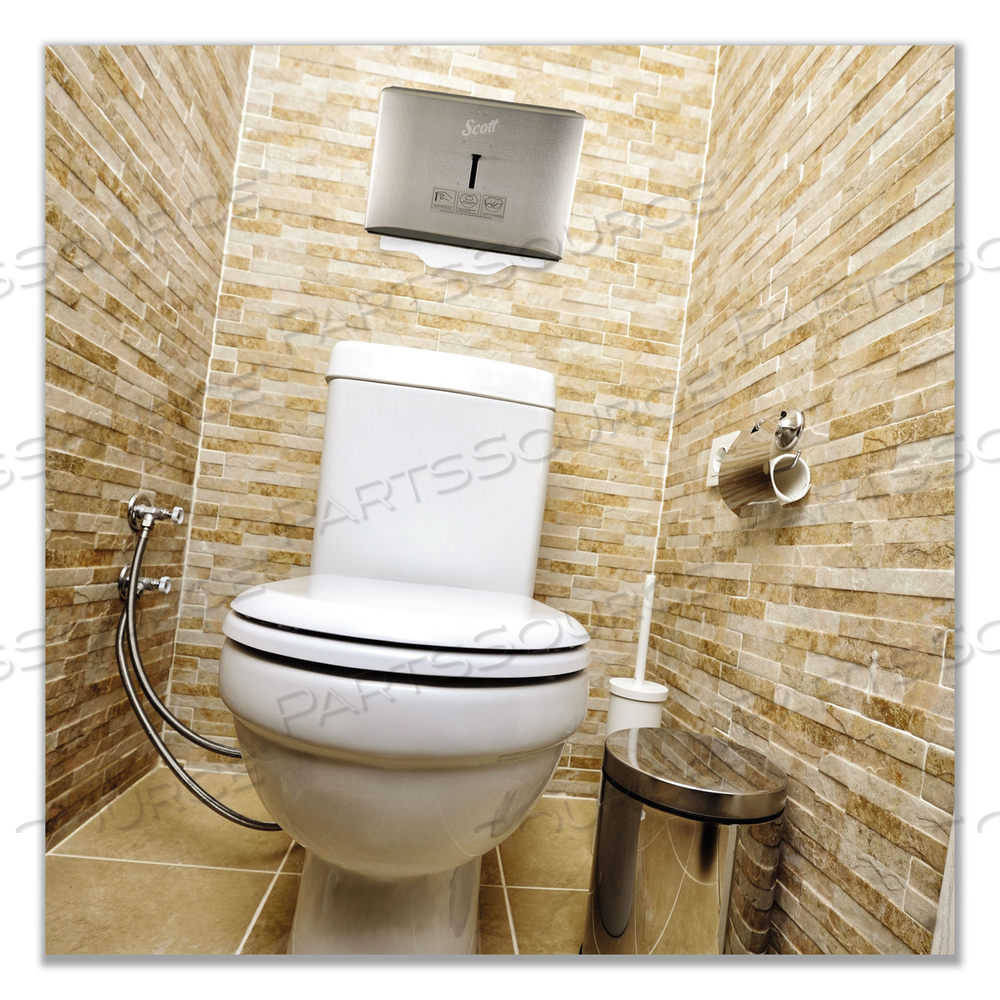 PERSONAL SEAT COVER DISPENSER, 16.6 X 2.5 X 12.3, STAINLESS STEEL by Scott PERSONAL SEAT COVER DISPENSER, 16.6 X 2.5 X 12.3, STAINLESS STEEL by Scott