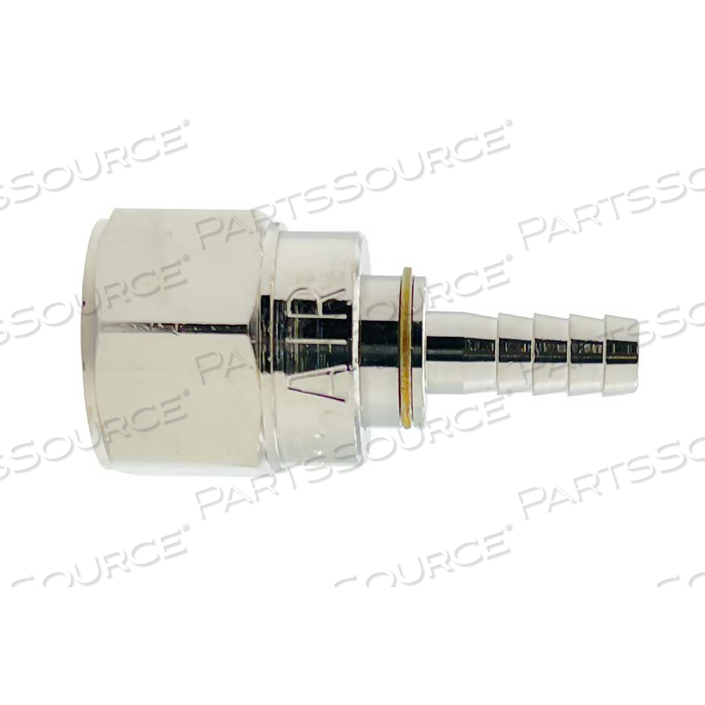 NIPPLE ASSEMBLY, DISS FEMALE HEX NUT, 1/4IN SIZE, DOMESTIC (US) COLOR TYPE, AIR GAS TYPE, HOSE BARB OUTER CONNECTION TYPE by Precision Medical, Inc. NIPPLE ASSEMBLY, DISS FEMALE HEX NUT, 1/4IN SIZE, DOMESTIC (US) COLOR TYPE, AIR GAS TYPE, HOSE BARB OUTER CONNECTION TYPE by Precision Medical, Inc.