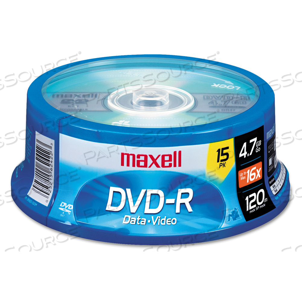 DVD-R RECORDABLE DISC, 4.7 GB, 16X, SPINDLE, GOLD by Maxell