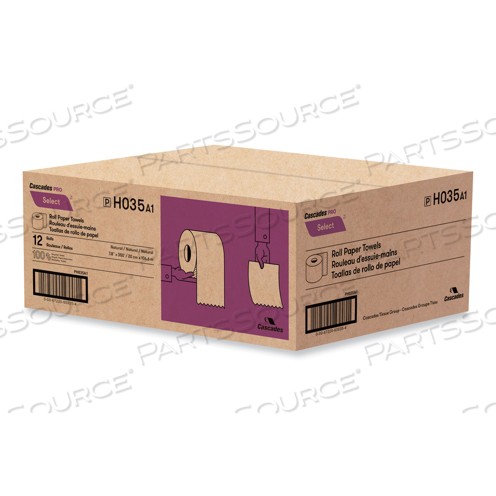 SELECT HARDWOUND ROLL TOWELS, 1-PLY, 7.88" X 350 FT, NATURAL/CARTON by Cascades PRO