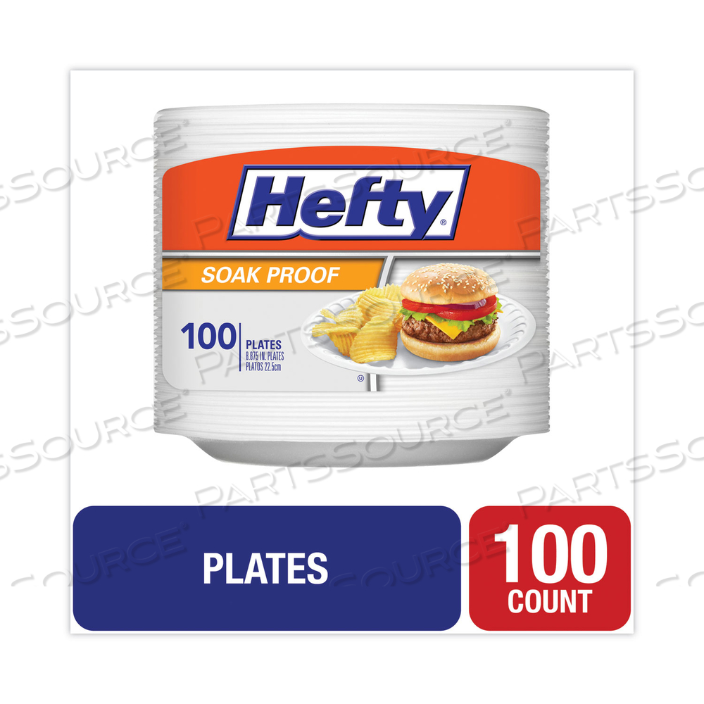 SOAK PROOF TABLEWARE, FOAM PLATES, 8.88" DIA, WHITE SOAK PROOF TABLEWARE, FOAM PLATES, 8.88" DIA, WHITE