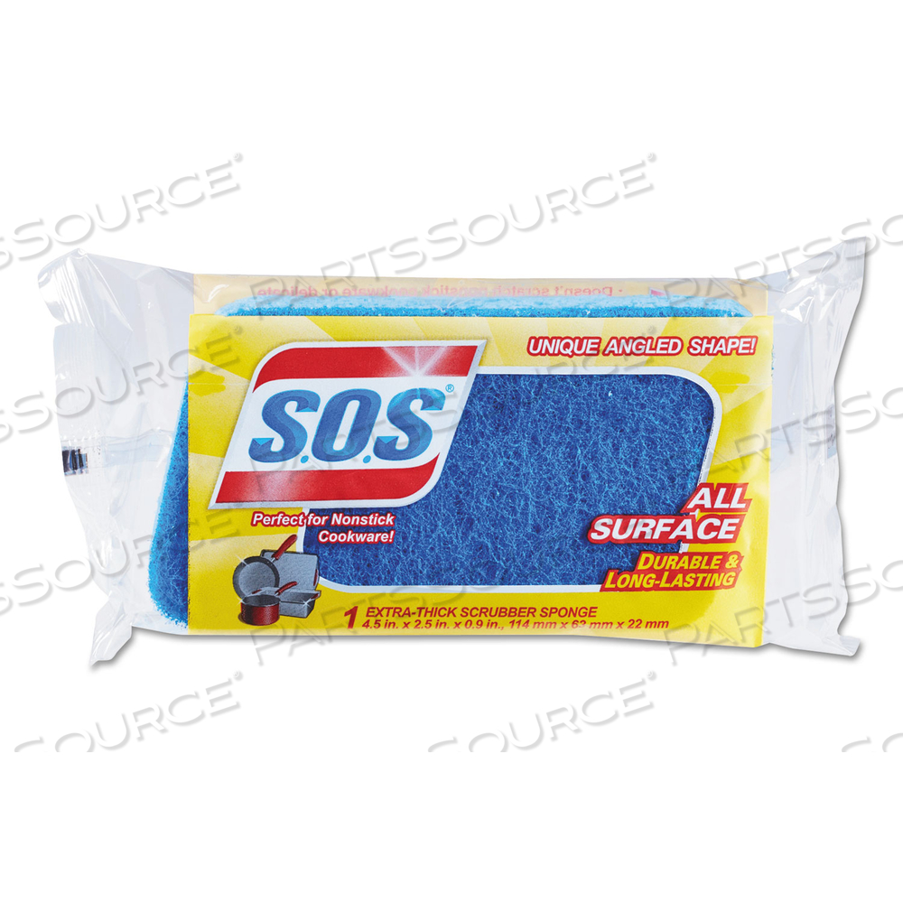 ALL SURFACE SCRUBBER SPONGE, 2.5 X 4.5, 0.9" THICK, DARK BLUE by S.O.S