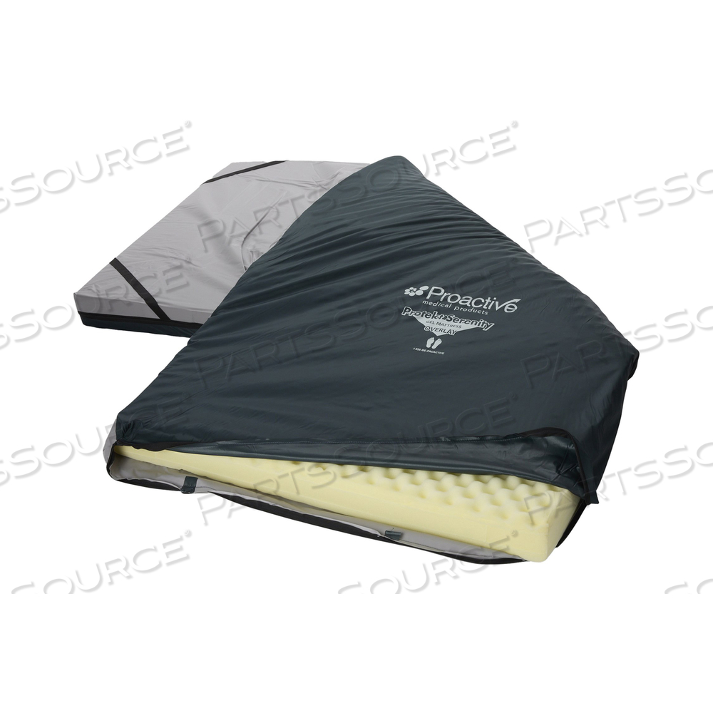 OVERLAY, SERENITY, PROTEKT®, FOAM/GEL, 42 X 78 X 4IN DIMENSIONS, NYLON/URETHANE COVER MATERIAL, 500LB WEIGHT CAPACITY by Proactive Medical Products LLC
