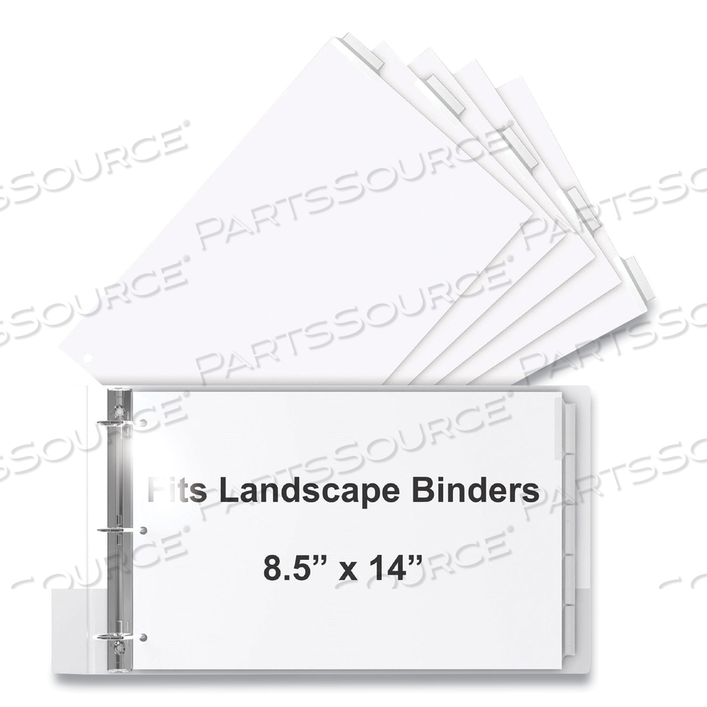LANDSCAPE ORIENTATION INDEX DIVIDERS, 5-TAB, 14 X 8.5, WHITE, 1 SET by Stride