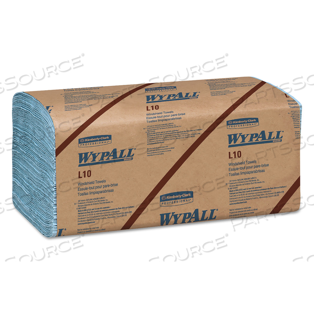 L10 WINDSHIELD TOWELS, 1-PLY, 9.1 X 10.25, LIGHT BLUE, 224/PACK by WypAll