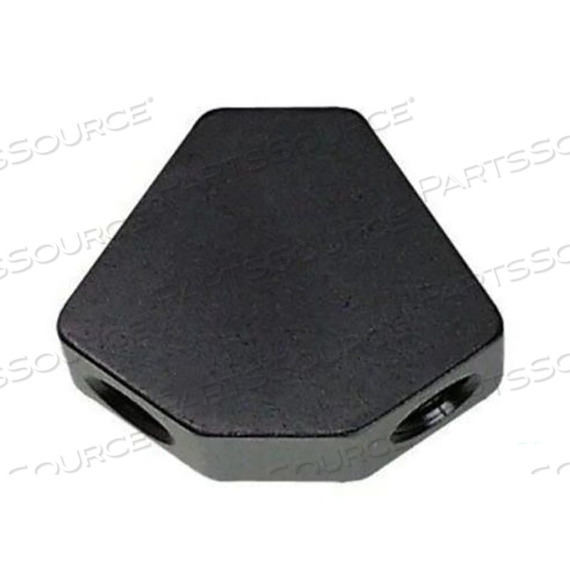 1/4 IN FEMALE NPT OXYGEN Y-BLOCK, ANODIZED BLACK by Precision Medical, Inc. 1/4 IN FEMALE NPT OXYGEN Y-BLOCK, ANODIZED BLACK by Precision Medical, Inc.