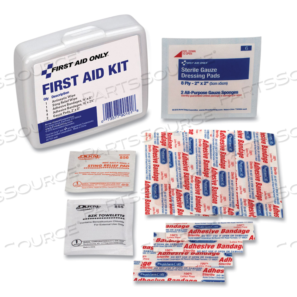 FIRST AID ON THE GO KIT, MINI, 13 PIECES, PLASTIC CASE by First Aid Only
