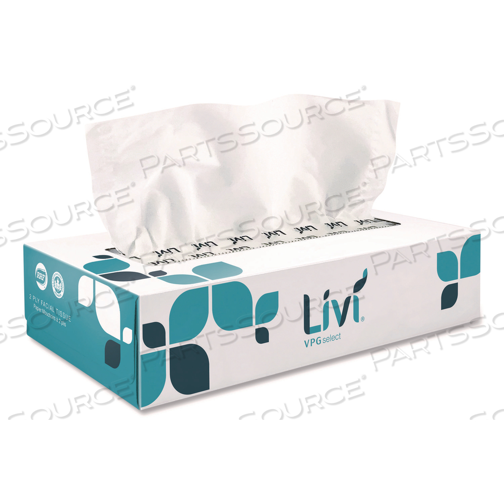 FLAT BOX FACIAL TISSUE, 2-PLY, WHITE/BOX by Livi
