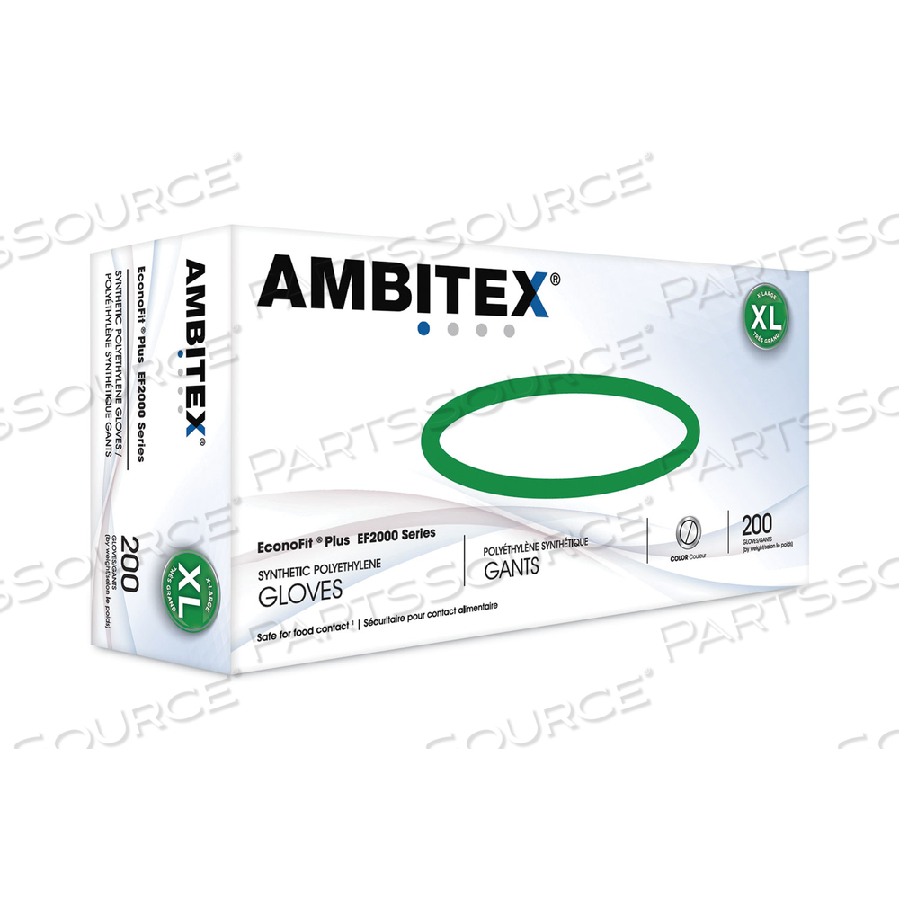 ECONOFIT PLUS POWDER-FREE POLYETHYLENE GLOVES, X-LARGE, CLEAR by Ambitex