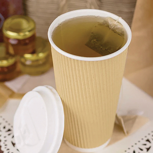 RIPPLE HOT CUPS, 20 OZ, KRAFT/WHITE by Karat RIPPLE HOT CUPS, 20 OZ, KRAFT/WHITE by Karat