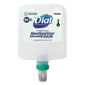 ANTIBACTERIAL FOAMING HAND SANITIZER REFILL FOR DIAL 1700 V DISPENSER, FRAGRANCE-FREE, 1.2 L, 3/CARTON by Dial ANTIBACTERIAL FOAMING HAND SANITIZER REFILL FOR DIAL 1700 V DISPENSER, FRAGRANCE-FREE, 1.2 L, 3/CARTON by Dial