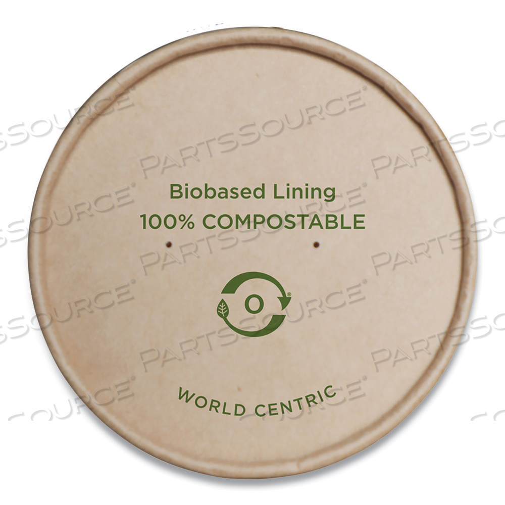 PAPER LIDS FOR BOWLS, 3.6" DIAMETER, KRAFT by World Centric PAPER LIDS FOR BOWLS, 3.6" DIAMETER, KRAFT by World Centric