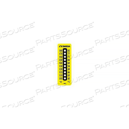 NON-REVERSIBLE TEMPERATURE LABEL, BLACK ON YELLOW, 54 MM X 18 MM by Omega Engineering