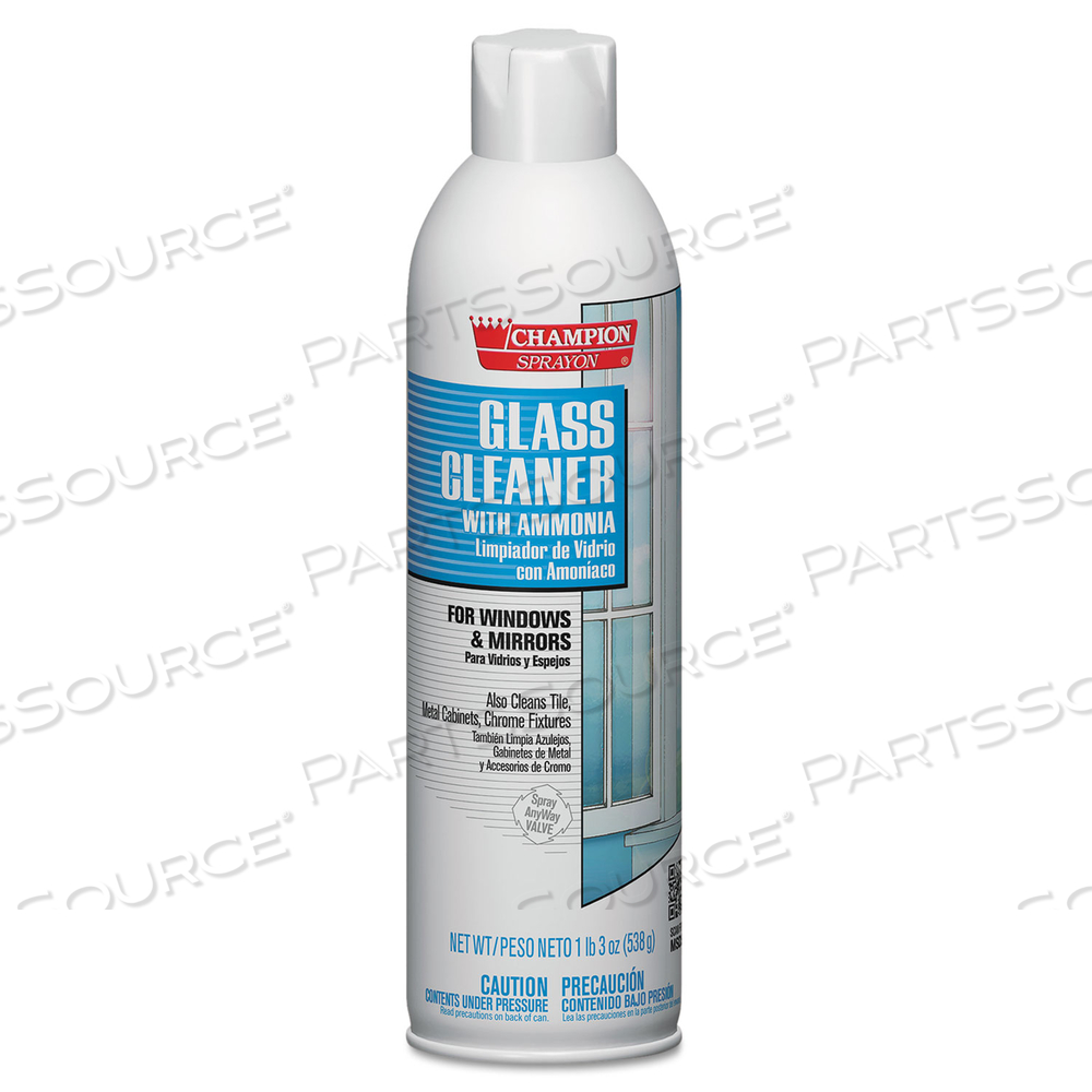 CHAMPION SPRAYON GLASS CLEANER WITH AMMONIA, 19 OZ AEROSOL SPRAY by Chase Products Co. CHAMPION SPRAYON GLASS CLEANER WITH AMMONIA, 19 OZ AEROSOL SPRAY by Chase Products Co.