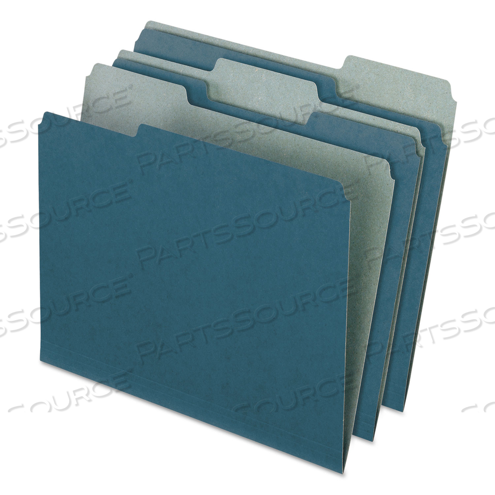 EARTHWISE BY PENDAFLEX 100% RECYCLED COLORED FILE FOLDERS, 1/3-CUT TABS: ASSORTED, LETTER SIZE, 0.5" EXPANSION, BLUE by Esselte Pendaflex Corp.