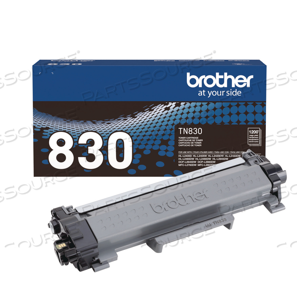 TN830 TONER, 1,200 PAGE-YIELD, BLACK by Brother TN830 TONER, 1,200 PAGE-YIELD, BLACK by Brother