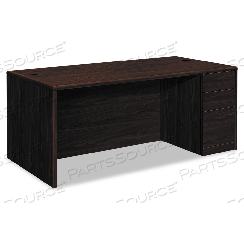 10700 SERIES SINGLE PEDESTAL DESK WITH FULL-HEIGHT PEDESTAL ON RIGHT, 72" X 36" X 29.5", MAHOGANY by HON