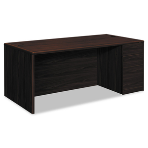 10700 SERIES SINGLE PEDESTAL DESK WITH FULL-HEIGHT PEDESTAL ON RIGHT, 72" X 36" X 29.5", MAHOGANY by HON