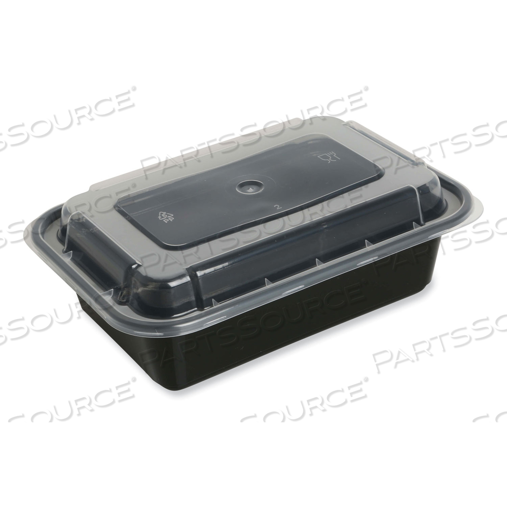 FOOD CONTAINER WITH LID, 16 OZ, 7.48 X 5.03 X 2.04, BLACK/CLEAR, PLASTIC by Genpak