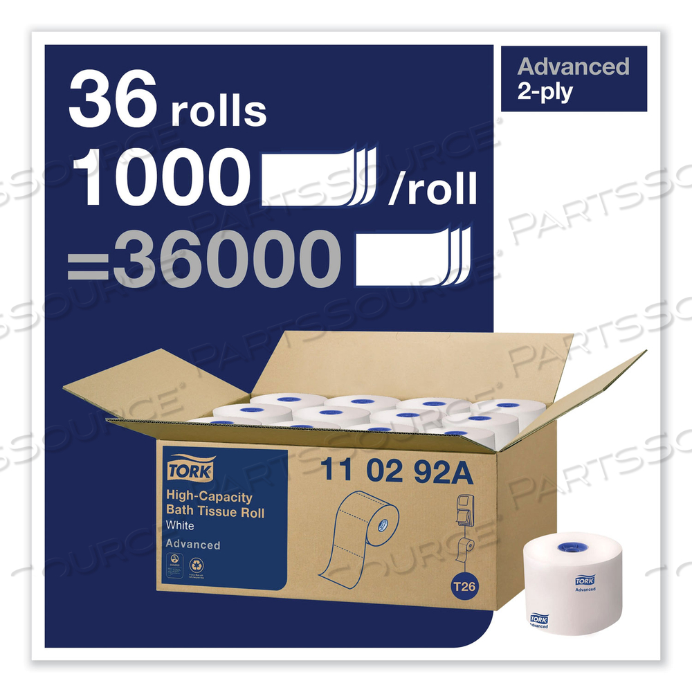 ADVANCED HIGH CAPACITY BATH TISSUE, SEPTIC SAFE, 2-PLY, WHITE, 1,000 SHEETS/ROLL by Tork ADVANCED HIGH CAPACITY BATH TISSUE, SEPTIC SAFE, 2-PLY, WHITE, 1,000 SHEETS/ROLL by Tork
