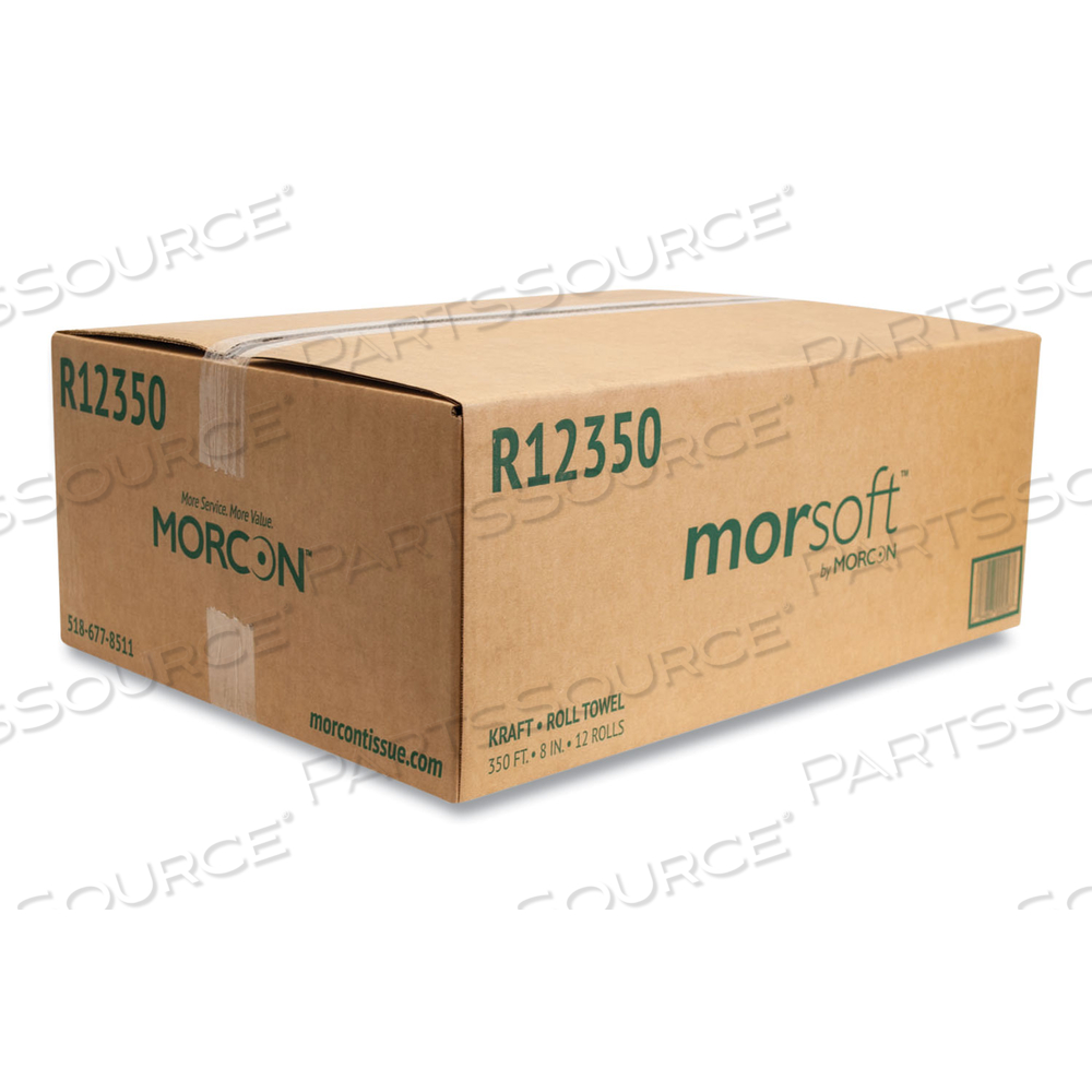 MORSOFT UNIVERSAL ROLL TOWELS, 8" X 350 FT, BROWN/CARTON 