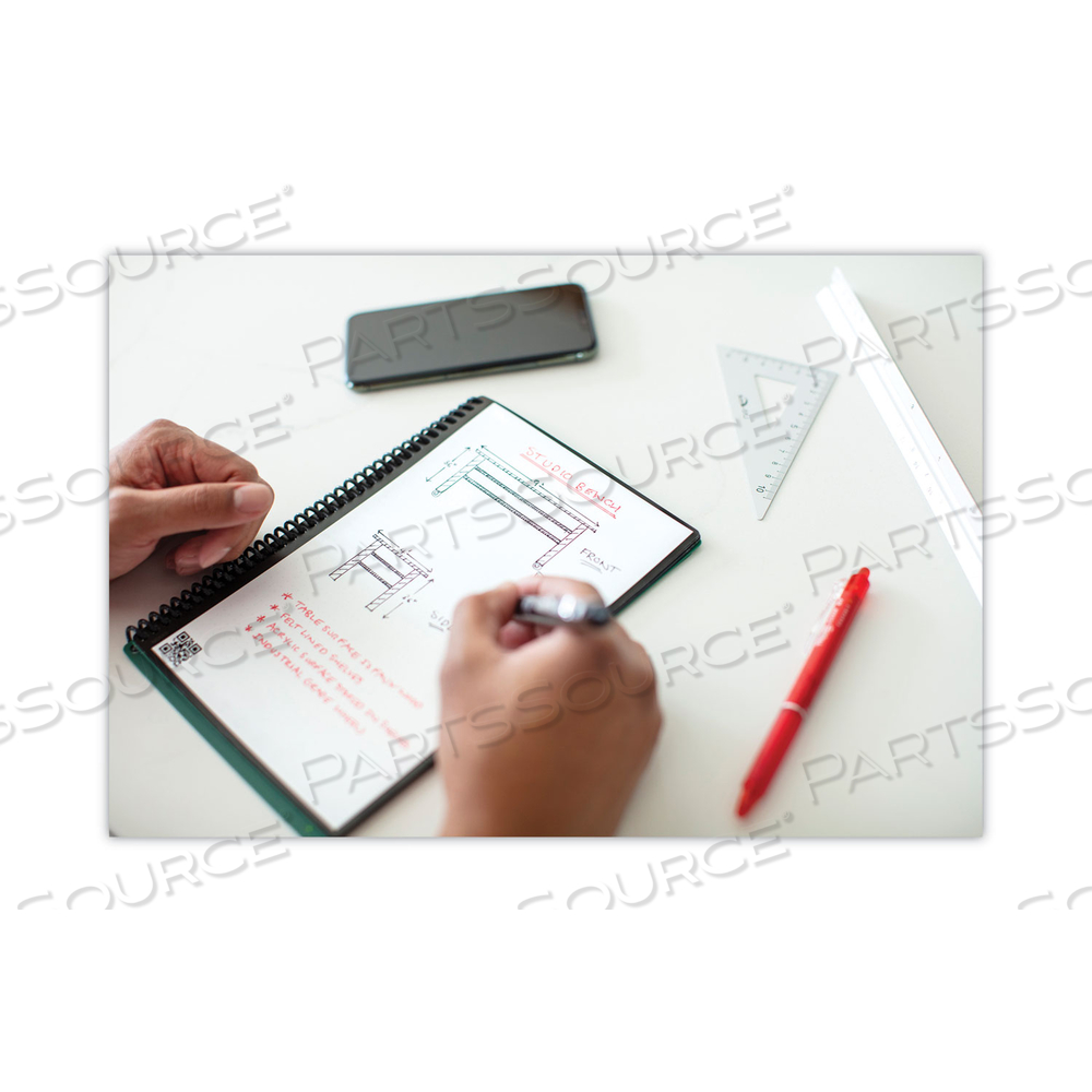 FUSION SMART NOTEBOOK, SEVEN ASSORTED PAGE FORMATS, BLACK COVER, 8.8 X 6, 21 SHEETS by Rocketbook