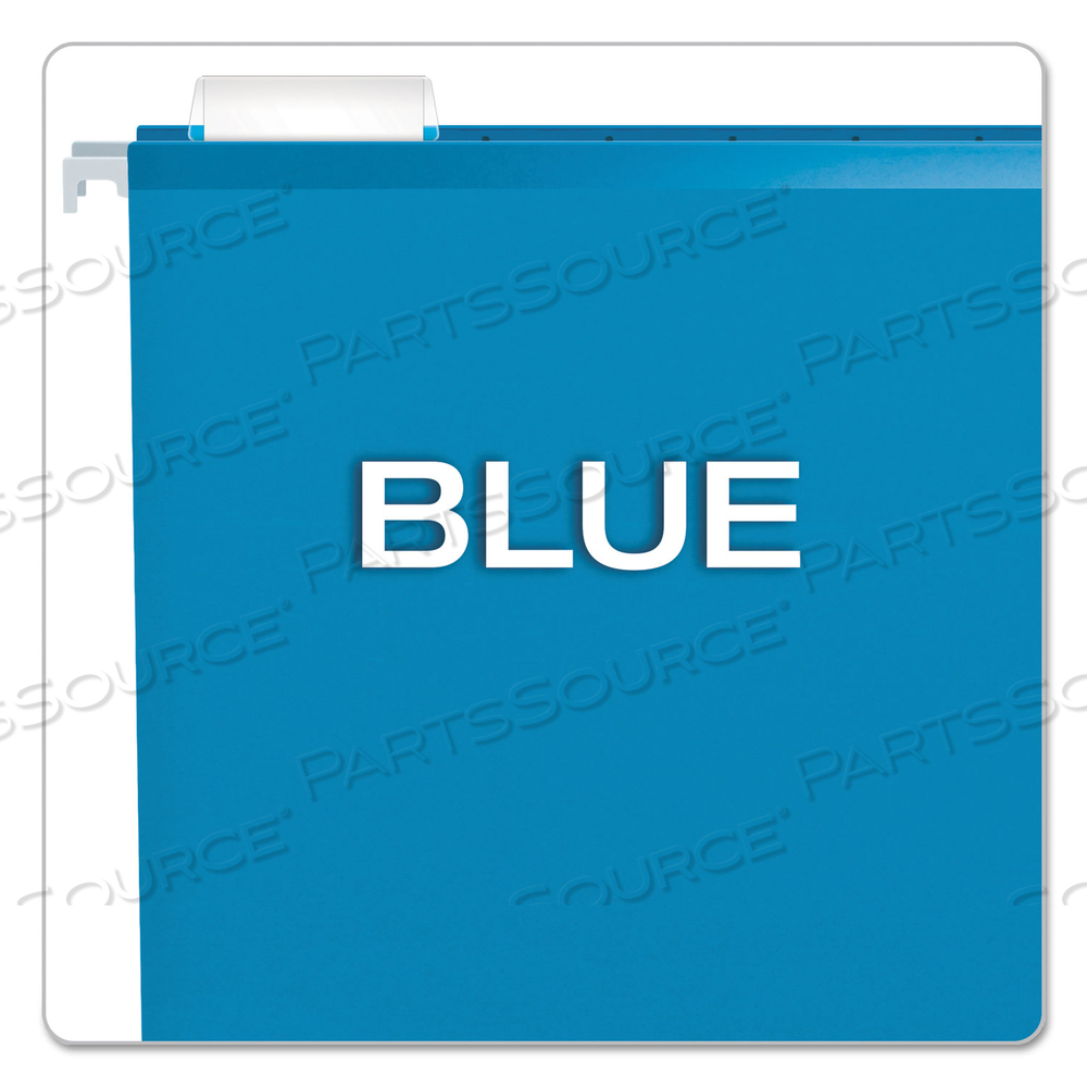COLORED REINFORCED HANGING FOLDERS, LETTER SIZE, 1/5-CUT TABS, BLUE by Esselte Pendaflex Corp. COLORED REINFORCED HANGING FOLDERS, LETTER SIZE, 1/5-CUT TABS, BLUE by Esselte Pendaflex Corp.