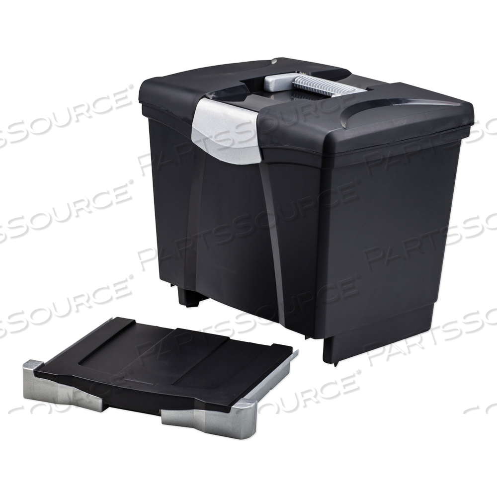 PORTABLE FILE BOX WITH DRAWER, LETTER FILES, 14" X 11.25" X 14.5", BLACK by Storex
