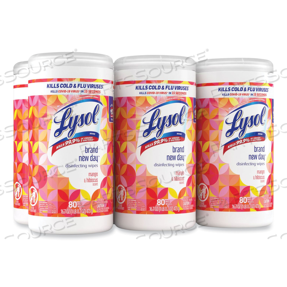 DISINFECTING WIPES, 7 X 7.25, MANGO AND HIBISCUS, 80 WIPES/CANISTER by Lysol