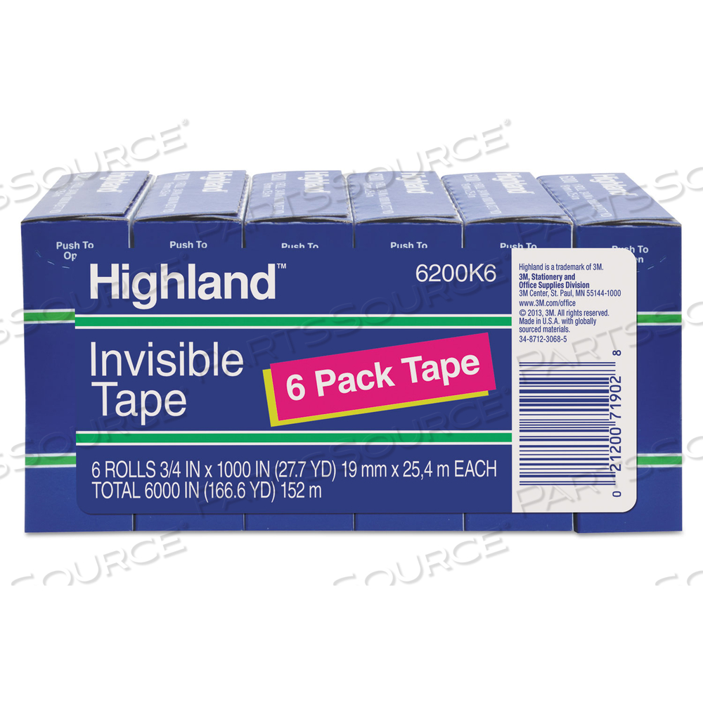 INVISIBLE PERMANENT MENDING TAPE, 1" CORE, 0.75" X 83.33 FT, CLEAR by Highland