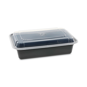 NEWSPRING VERSATAINER MICROWAVABLE CONTAINERS, 38 OZ, 6 X 8.5 X 2, BLACK/CLEAR, PLASTIC, 150/CARTON by Pactiv