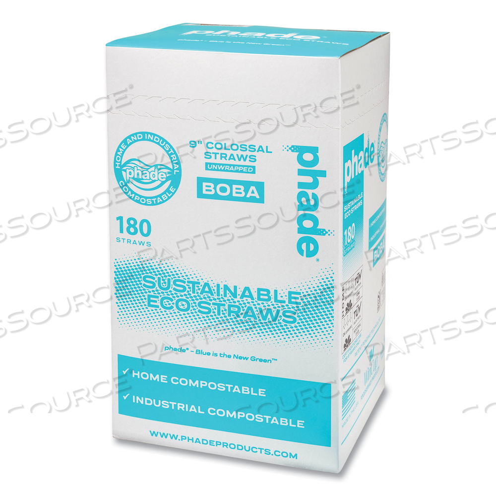 MARINE BIODEGRADABLE STRAWS, BOBA STRAWS, 9", OCEAN BLUE by Phade