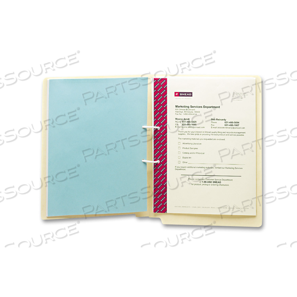 U-CLIP BONDED FASTENERS, 2" CAPACITY, 2.75" CENTER TO CENTER, RED/WHITE by Smead