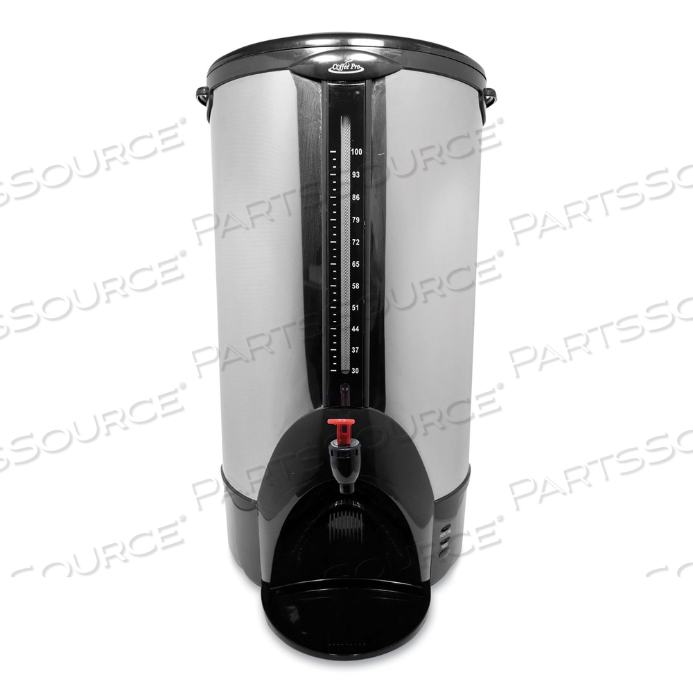 HOME/BUSINESS 100-CUP DOUBLE-WALL PERCOLATING URN, STAINLESS STEEL by Coffee Pro