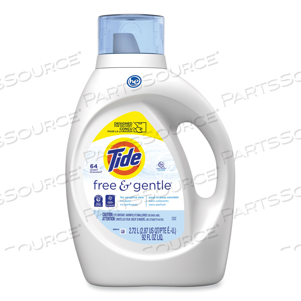 FREE AND GENTLE LIQUID LAUNDRY DETERGENT, UNSCENTED, 92 OZ BOTTLE by Tide FREE AND GENTLE LIQUID LAUNDRY DETERGENT, UNSCENTED, 92 OZ BOTTLE by Tide