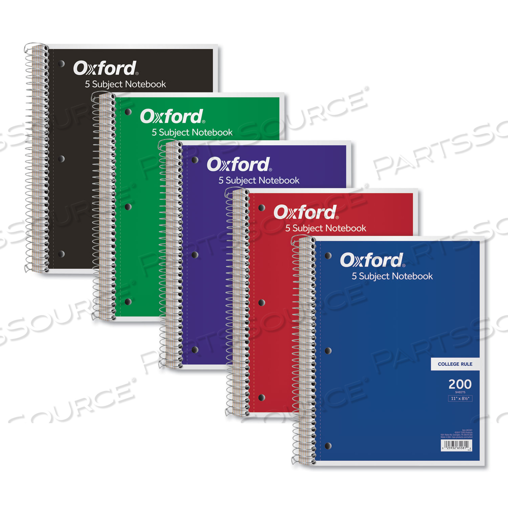 COIL-LOCK WIREBOUND NOTEBOOKS, 3-HOLE PUNCHED, 5 SUBJECT, MEDIUM/COLLEGE RULE, RANDOMLY ASSORTED COVERS, 11 X 8.5, 200 SHEETS by Oxford COIL-LOCK WIREBOUND NOTEBOOKS, 3-HOLE PUNCHED, 5 SUBJECT, MEDIUM/COLLEGE RULE, RANDOMLY ASSORTED COVERS, 11 X 8.5, 200 SHEETS by Oxford