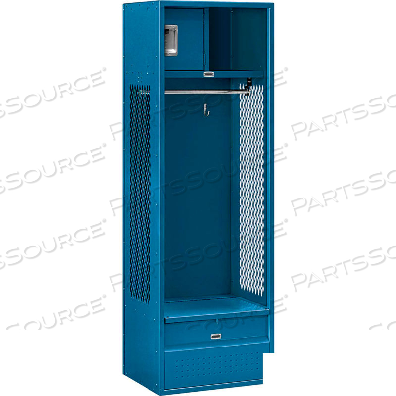 STEEL GEAR LOCKER WITH OPEN FRONT, 24"WX18"DX72"H, BLUE, UNASSEMBLED by Salsbury Industries STEEL GEAR LOCKER WITH OPEN FRONT, 24"WX18"DX72"H, BLUE, UNASSEMBLED by Salsbury Industries