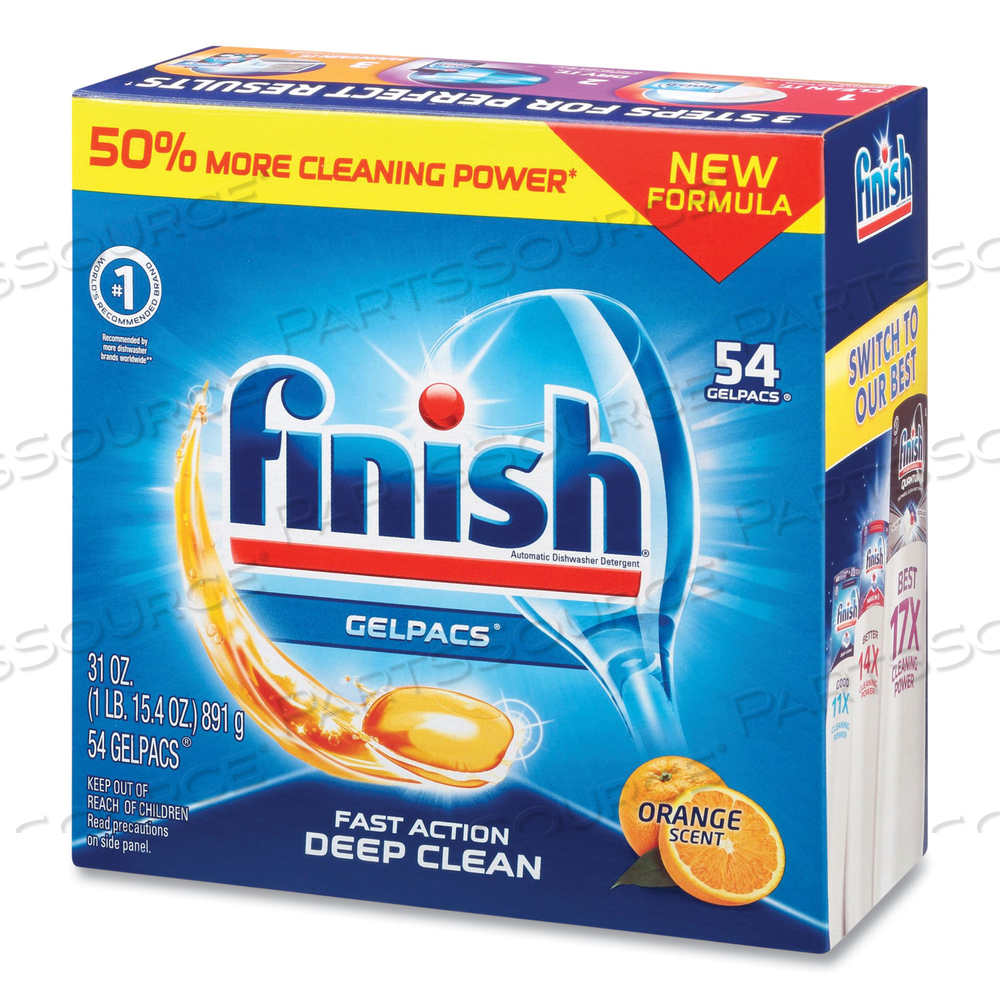 DISH DETERGENT GELPACS, ORANGE SCENT, 54/BOX by Finish