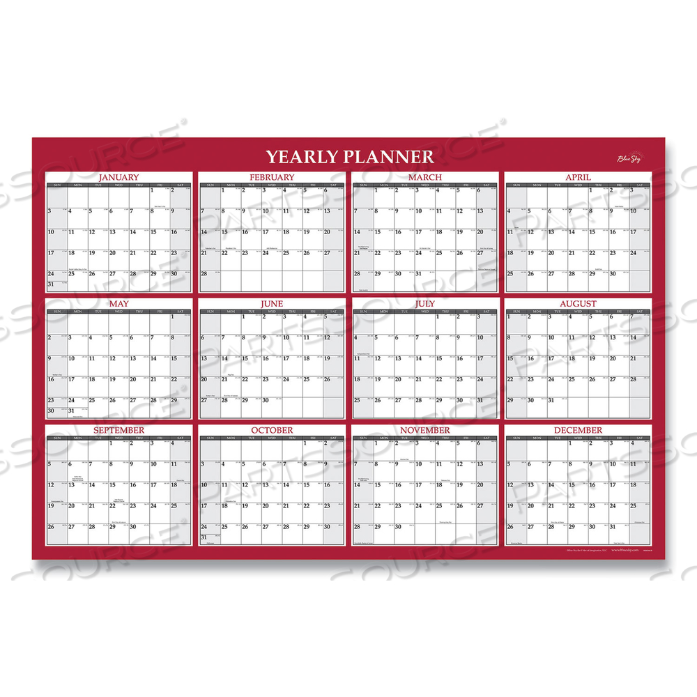 CLASSIC RED LAMINATED ERASABLE WALL CALENDAR, CLASSIC RED ARTWORK, 48 X 32, WHITE/RED/GRAY SHEETS, 12-MONTH (JAN-DEC): 2023 by Blue Sky CLASSIC RED LAMINATED ERASABLE WALL CALENDAR, CLASSIC RED ARTWORK, 48 X 32, WHITE/RED/GRAY SHEETS, 12-MONTH (JAN-DEC): 2023 by Blue Sky