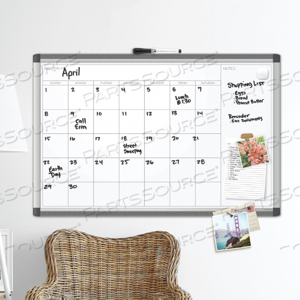 PINIT MAGNETIC DRY ERASE UNDATED ONE MONTH CALENDAR, 48 X 36, WHITE by U Brands